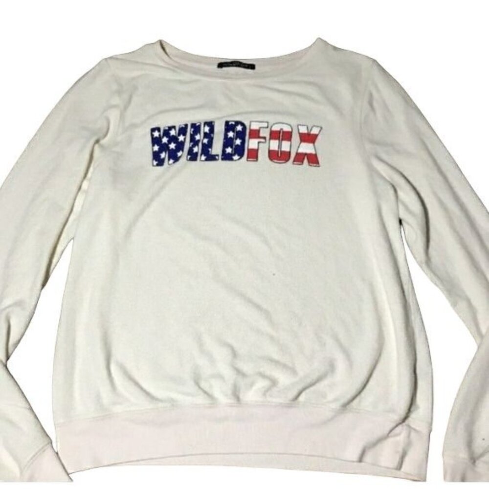 Wildfox American Flag Logo Vintage y2k Sweatshirt - Picture 2 of 8